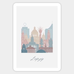 Leipzig, Germany, map skyline - 03 style Sticker